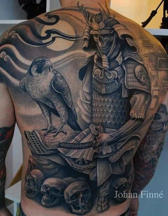 Traditional Samurai Tattoo On Full Back