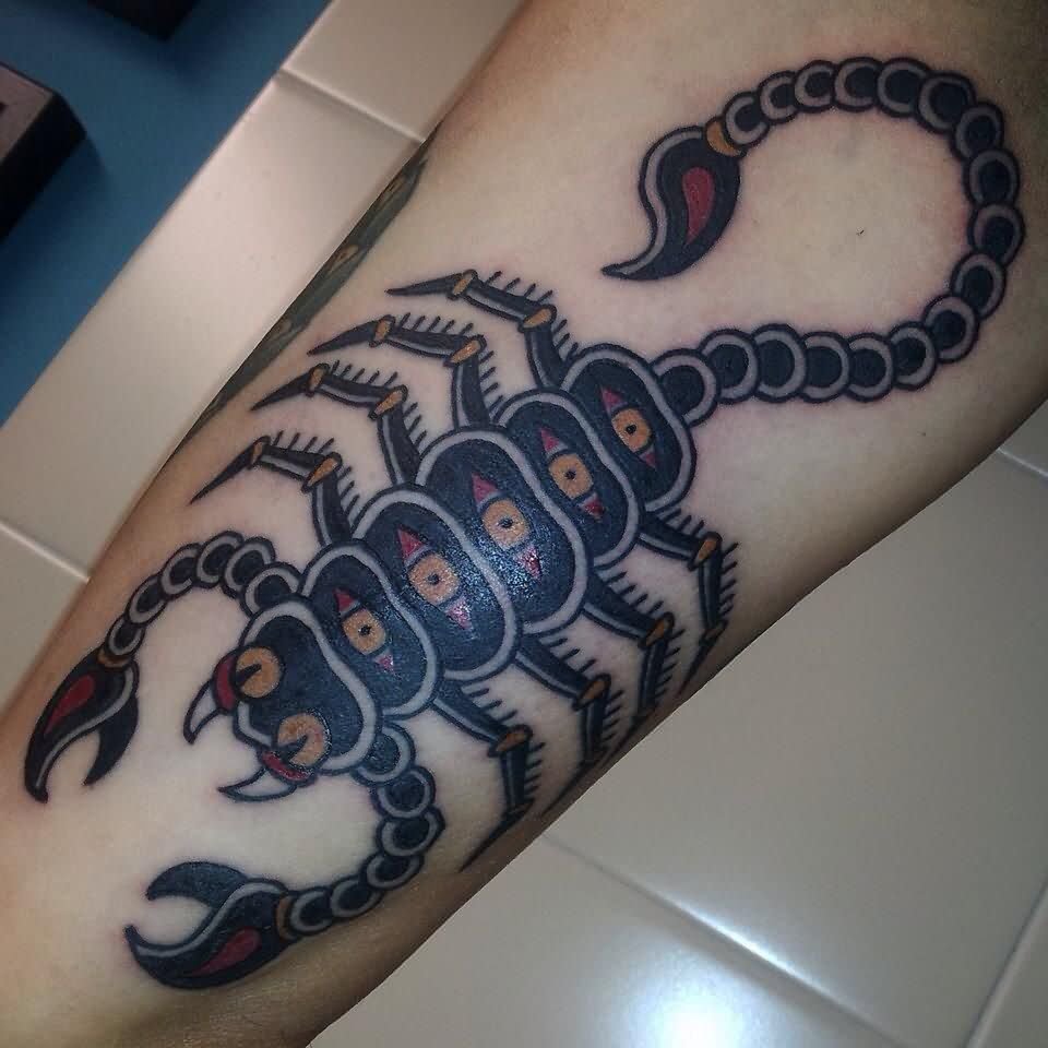 Traditional Scorpion Tattoo Design For Forearm