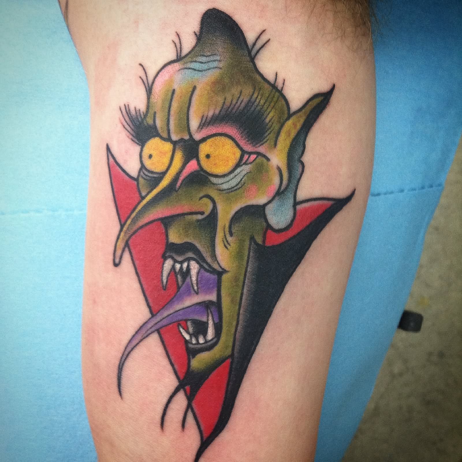 Traditional Vampire Face Tattoo Design
