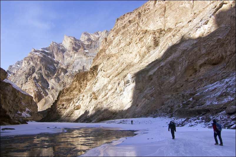 Trekkers On Frozen Zanksar River Picture