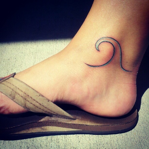Tribal Wave Tattoo On Ankle