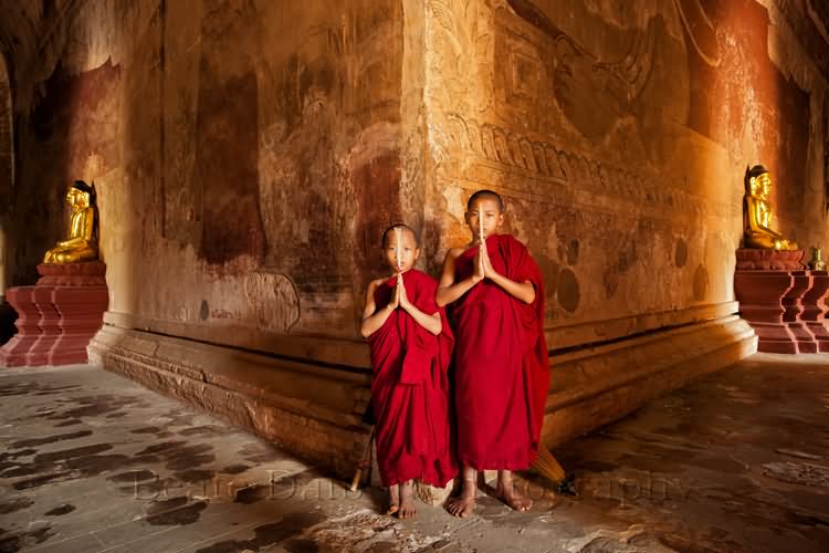 Two Monks Inside The Sulamani Temple