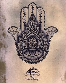 Unique Black Ink Jain Hand Symbol Tattoo Design