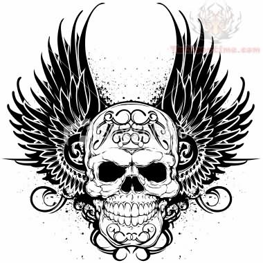 Unique Vampire Skull With Wings Tattoo Design