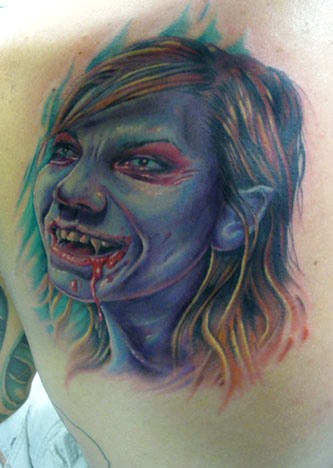 Vampire Girl Face Tattoo Design