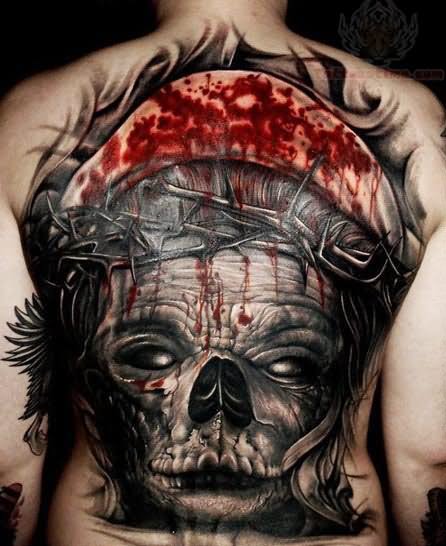 Vampire Skull Tattoo On Full Back