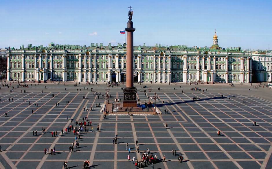 View Of Palace Square With Alexander Column And Hermitage Museum