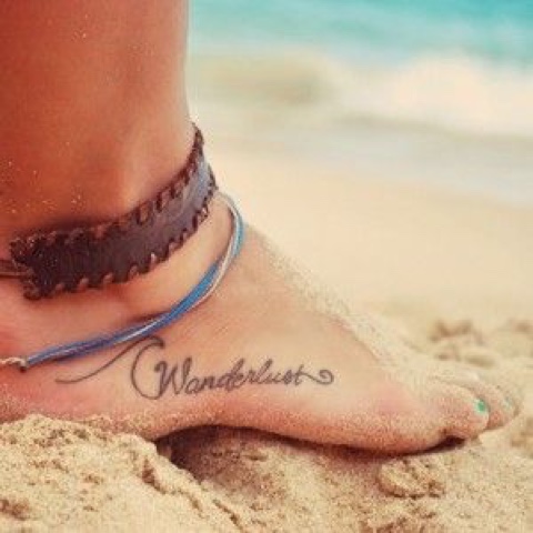 Water Waves Tattoo On Right Foot