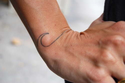 Wave Tattoo On Right Wrist