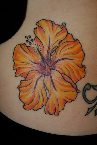 Yellow Flower Hibiscus Tattoo Design