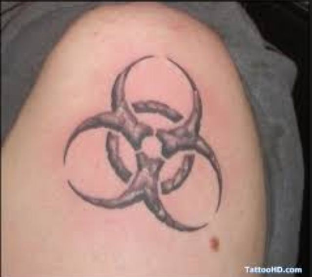 Biohazard Symbol Tattoo Design For Shoulder