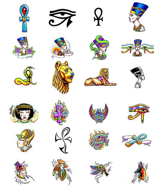Colorful Egyptian Symbol Tattoo Flash