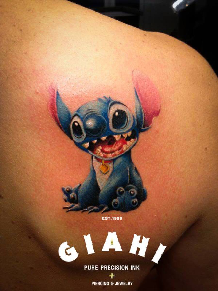 Cool Stitch Tattoo On Right Back Shoulder By Roony