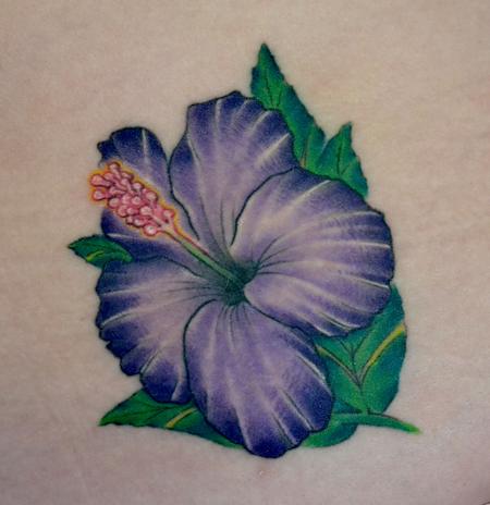 Cute Purple Hibiscus Tattoo