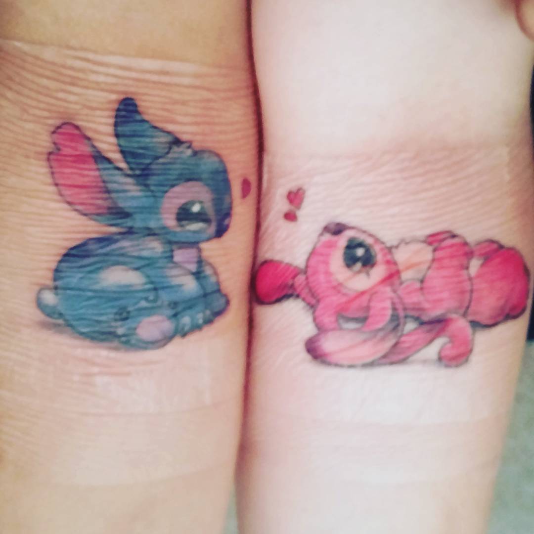 Cute Stitch And Angel Tattoo Design