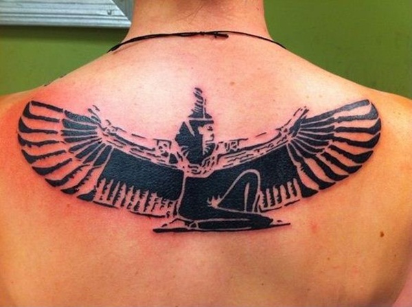 Egyptian Symbol Tattoo On Upper Back