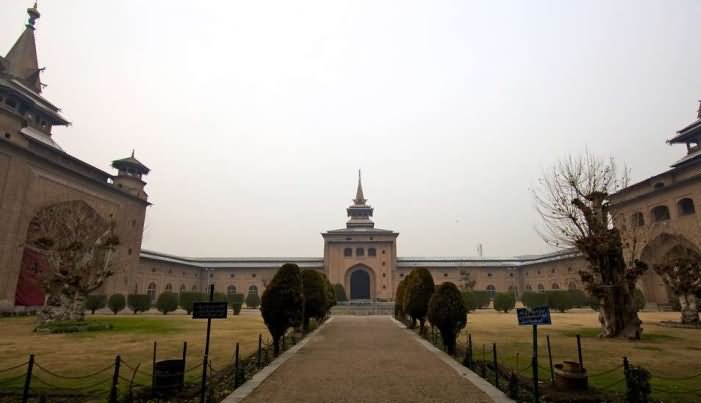 Front View Of Jamia Masjid With Beautiful Garden
