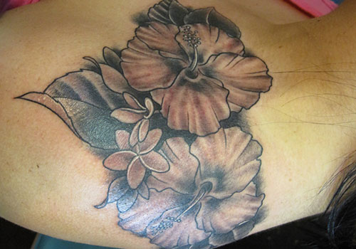 Grey Hibiscus Tattoo Picture