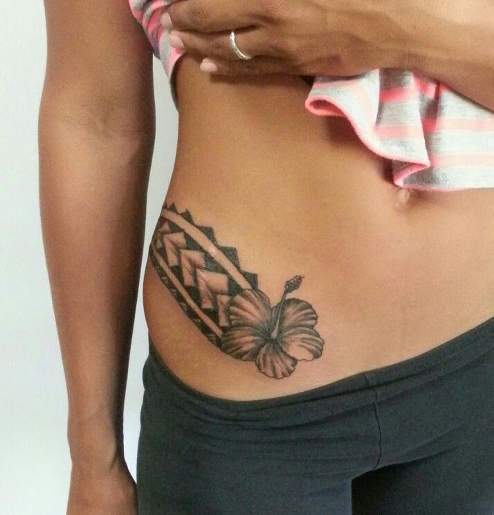 Hawaiian Hibiscus Tribal Tattoo