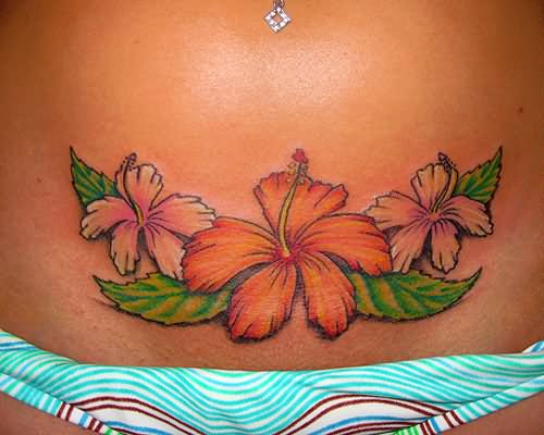 Hibiscus Tattoos On Belly