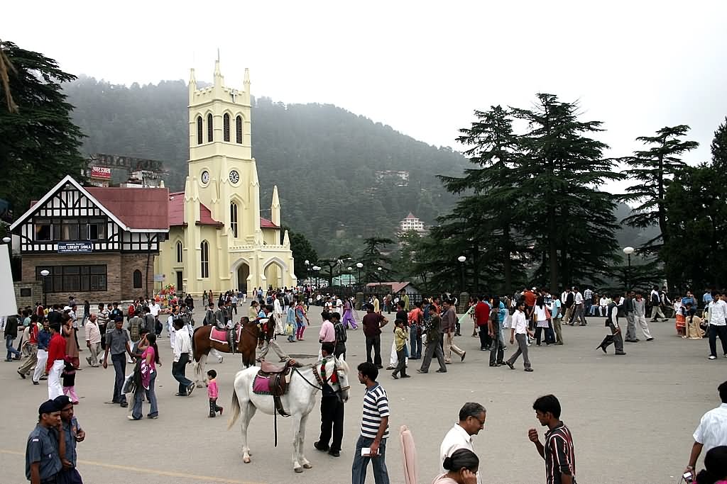 Large Number Of Tourists Enjoying At The Ridge, Shimla