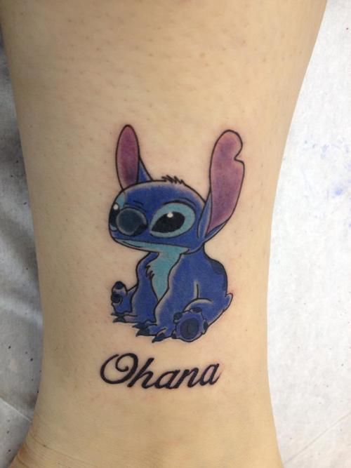 Ohana - Colorful Stitch Tattoo Design For Sleeve