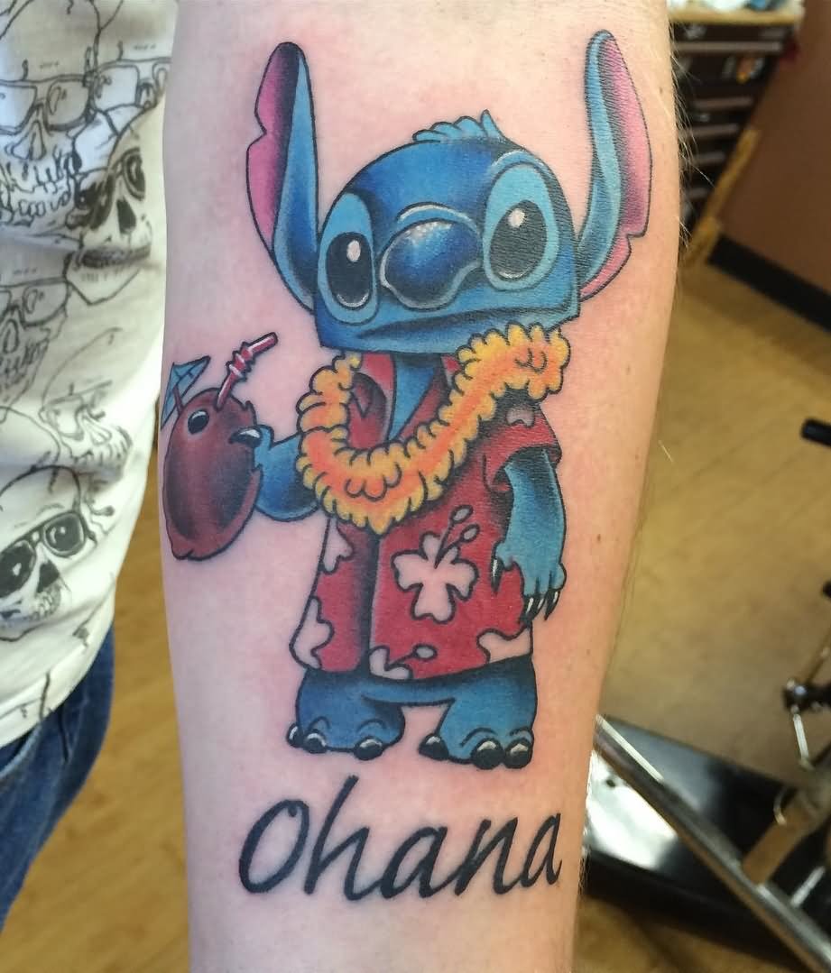 Ohana - Cool Stitch Tattoo Design For Forearm.