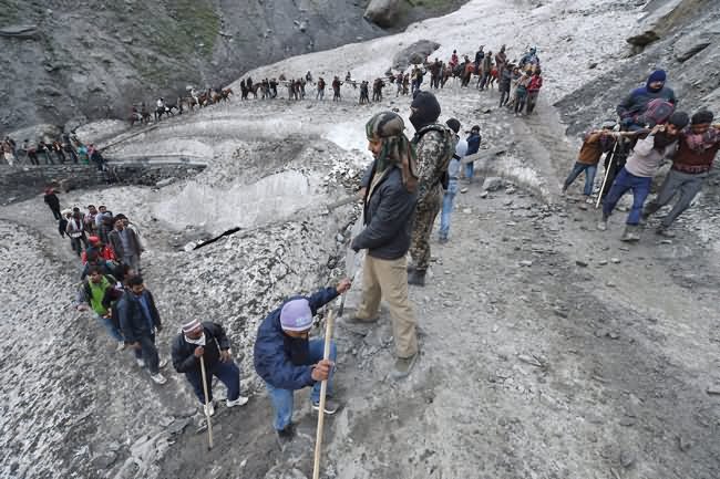Pilgrims On The Way To Amarnath Temple, Jammu Kashmir
