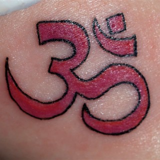 Red Om Symbol Tattoo Design