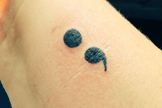 Semicolon Symbol Tattoo Design For Wrist