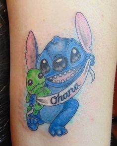 Stitch With Banner Tattoo Design
