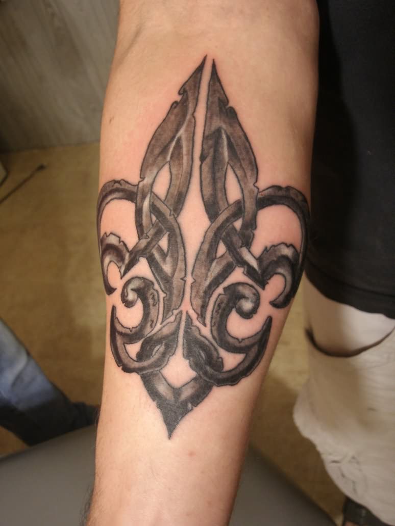 Unique Fleur De Lis Symbol Tattoo Design For Forearm
