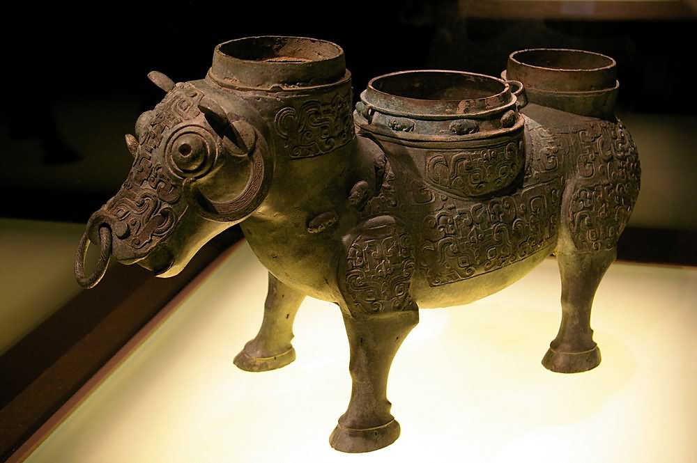A Bronze Vessel In Shape Of An Ox Inside The Shanghai Museum