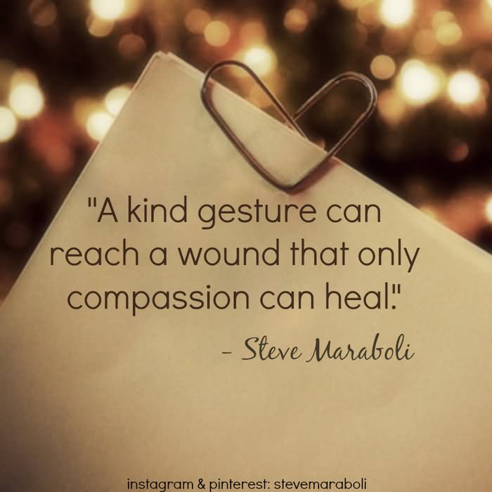 A kind gesture can reach a wound that only compassion can heal.  - Steve Maraboli