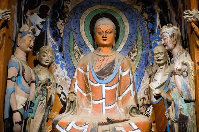 Adorable Lord Buddha Statue At The Mogao Caves, Dunhuang