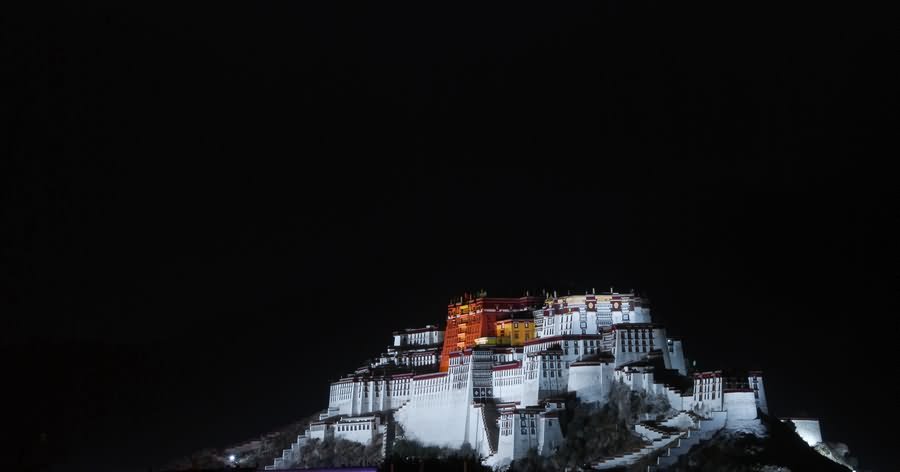 Adorable Night View of The Potala Palace, Tibet