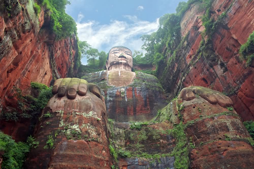 Adorable View Of Leshan Giant Buddha Statue From Below