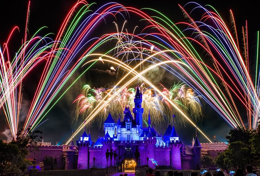 Amazing Fireworks Over The Hong Kong Disneyland, China