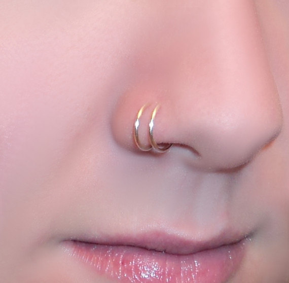 Amazing Silver Hoop Rings Double Nose Piercing