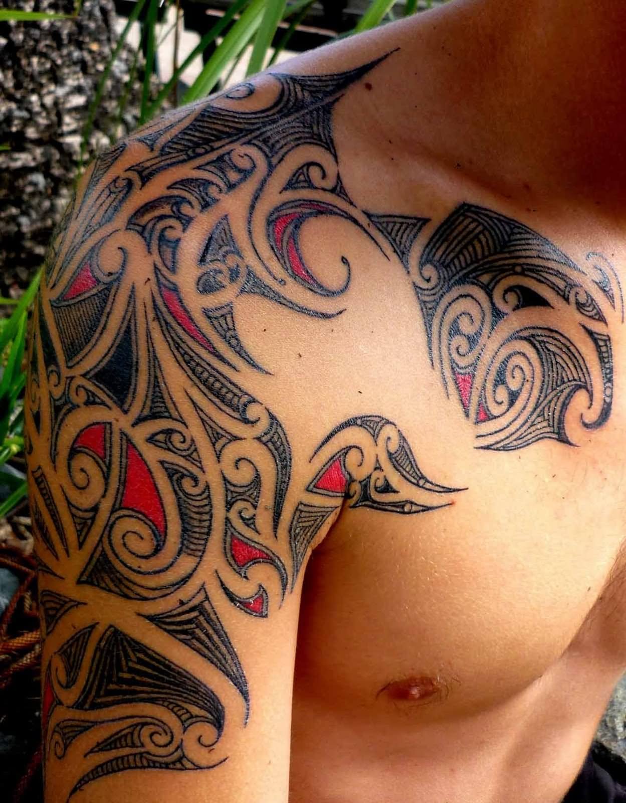 Amazing Tribal Shoulder Tattoo For Men