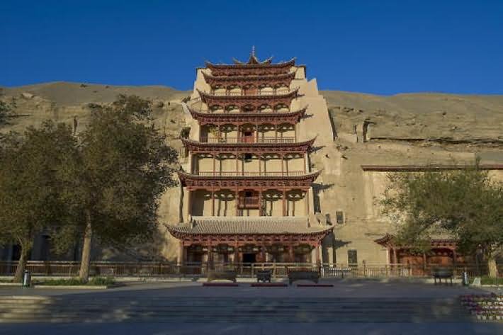 Beautiful Front Picture Of The Mogao Caves, China