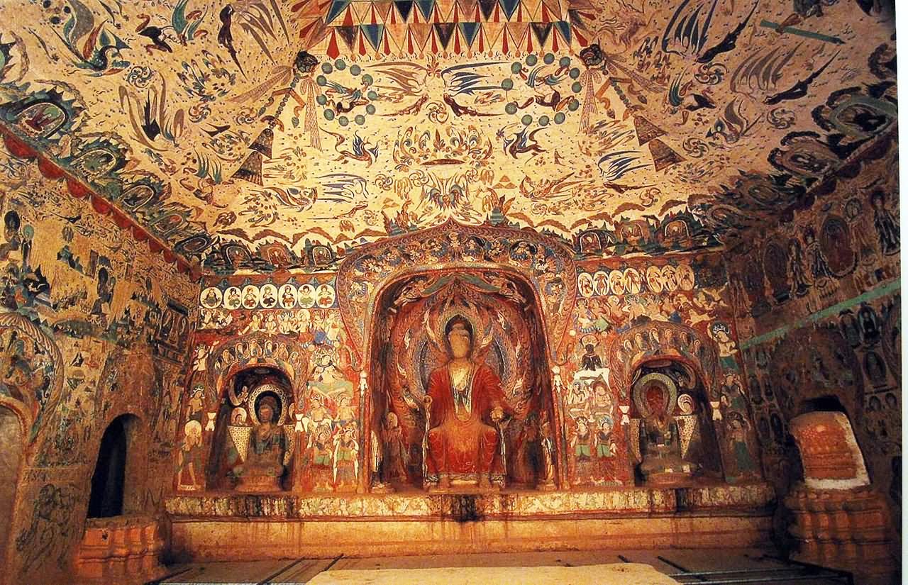 Beautiful Inside View Of The Mogao Caves At Dunhuang, China