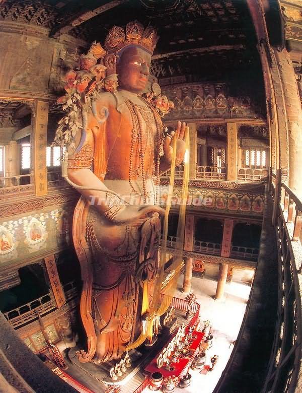 Big Statue Of Lord Buddha Inside The Yonghe Temple, Beijing