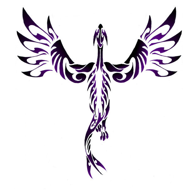 Black And Purple Tribal Lugia Pokemon Tattoo Stencil