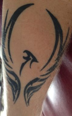Black Outline Tribal Phoenix Tattoo Design For Forearm