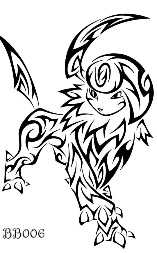 Black Tribal Absol Pokemon Tattoo Stencil By Blackbutterfly006