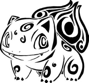 Black Tribal Bulbasaur Pokemon Tattoo Stencil
