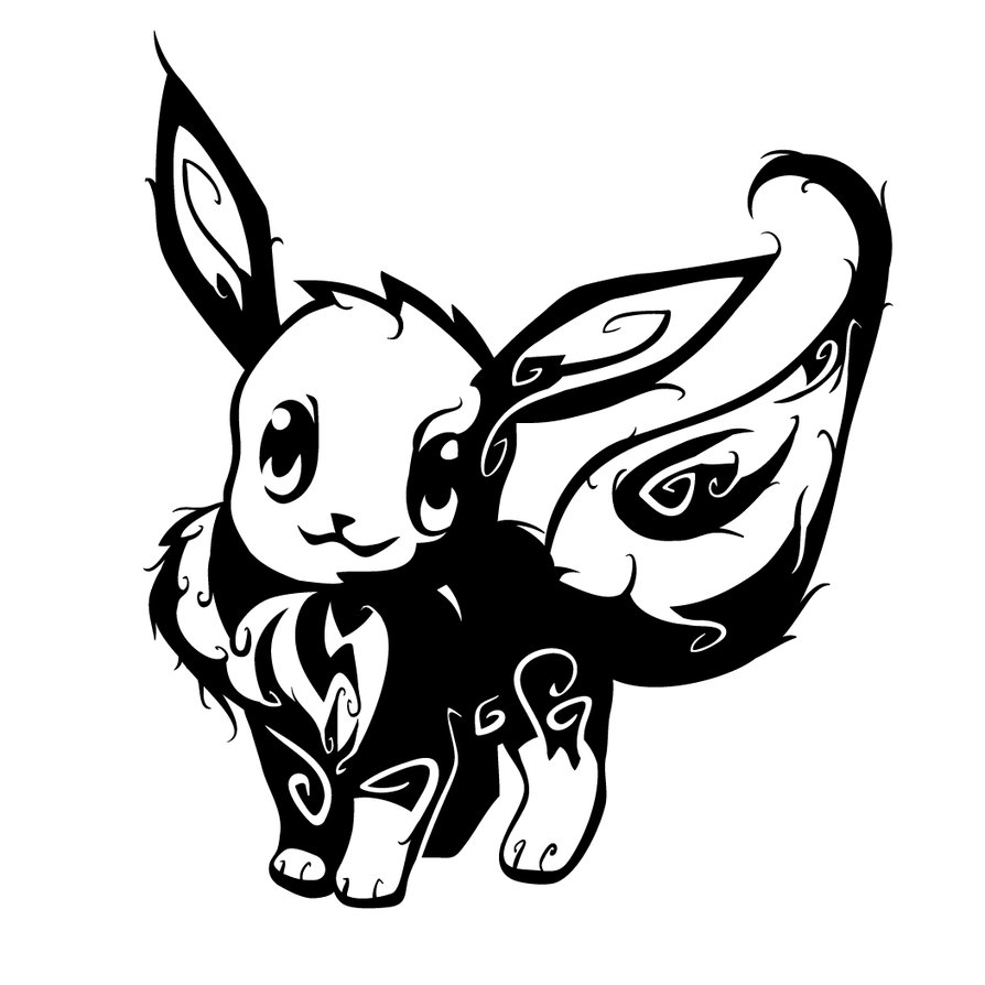 Black Tribal Eevee Pokemon Tattoo Stencil By Oykawoo