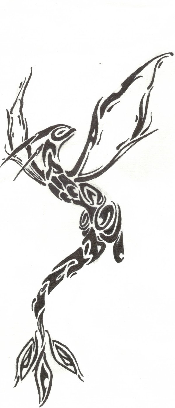 Black Tribal Flygon Pokemon Tattoo Stencil By Rijolt