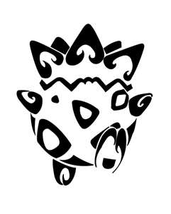 Black Tribal Togepi Pokemon Tattoo Stencil